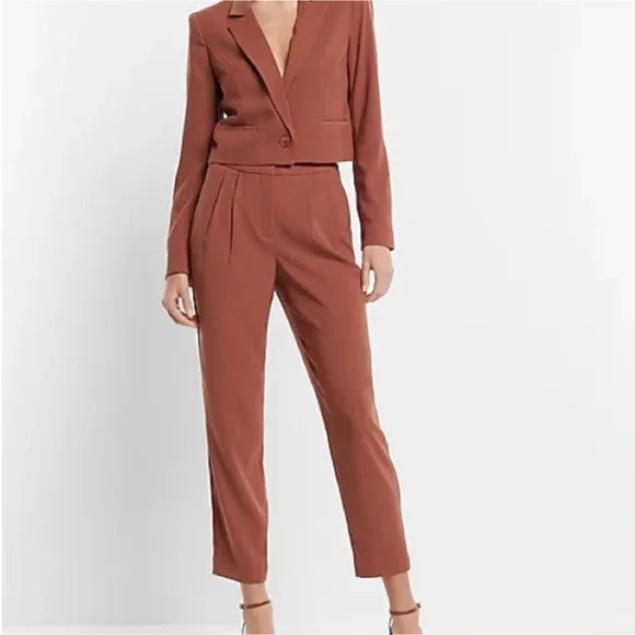 Express Light Brown Stylist Ankle Super High Rise Pant - Picture 3 of 11